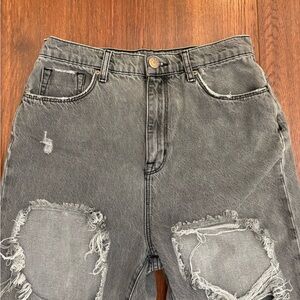 Urban Outfitters High Rise Ripped Grey Jeans